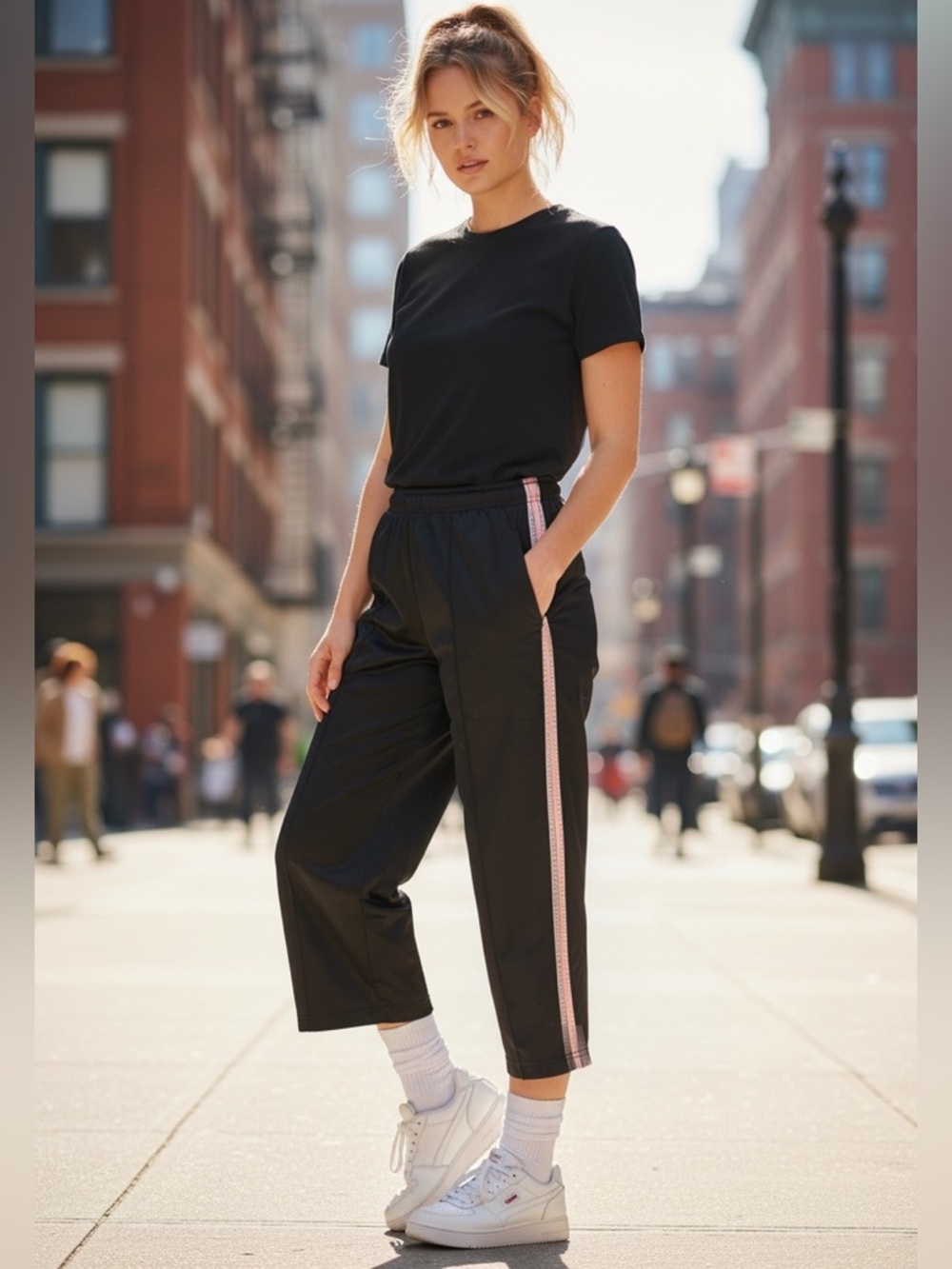 Y2K Vintage Track Pants with Pink Side Stripe